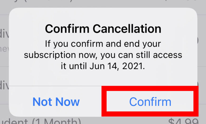 how to cancel subscriptions on iphone